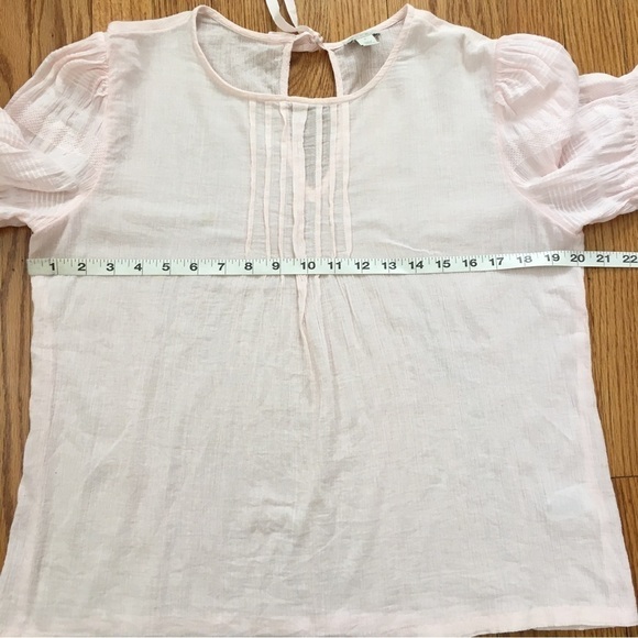 Hinge soft pink Crinkle Gauze short sleeves semi sheer blouse Top - Picture 7 of 14